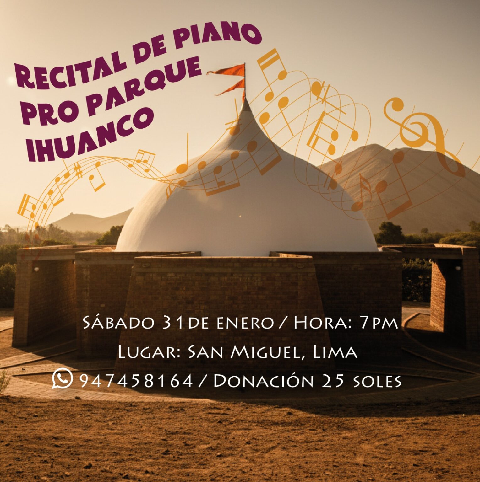 ¡Este 31 de enero, Recital de piano en Lima pro-Parque Ihuanco!